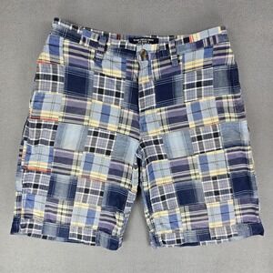 Old Navy Patchwork Shorts Mens 34 Plaid Loose Fit Madras Y2K Casual Vintage Prep